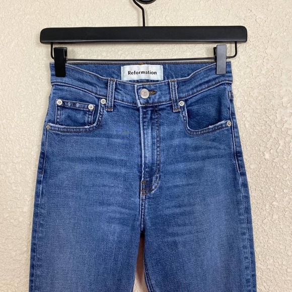 Reformation Womens High & Skinny Jeans in Rhine size 25 Medium Wash - Picture 6 of 10